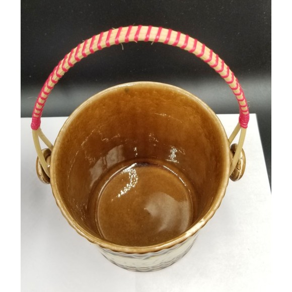 Vintage Lipper & Mann Candy MCM Handled Ceramic Basket Bucket NOS - Picture 4 of 7